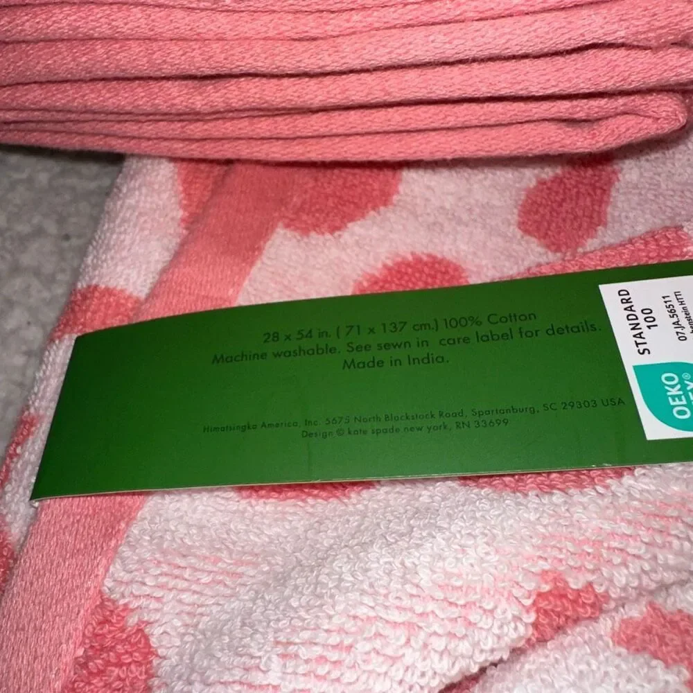 Kate Spade Bath Towel Set 8 Pieces Total Pink and Light Pink Floral Pattern NWT